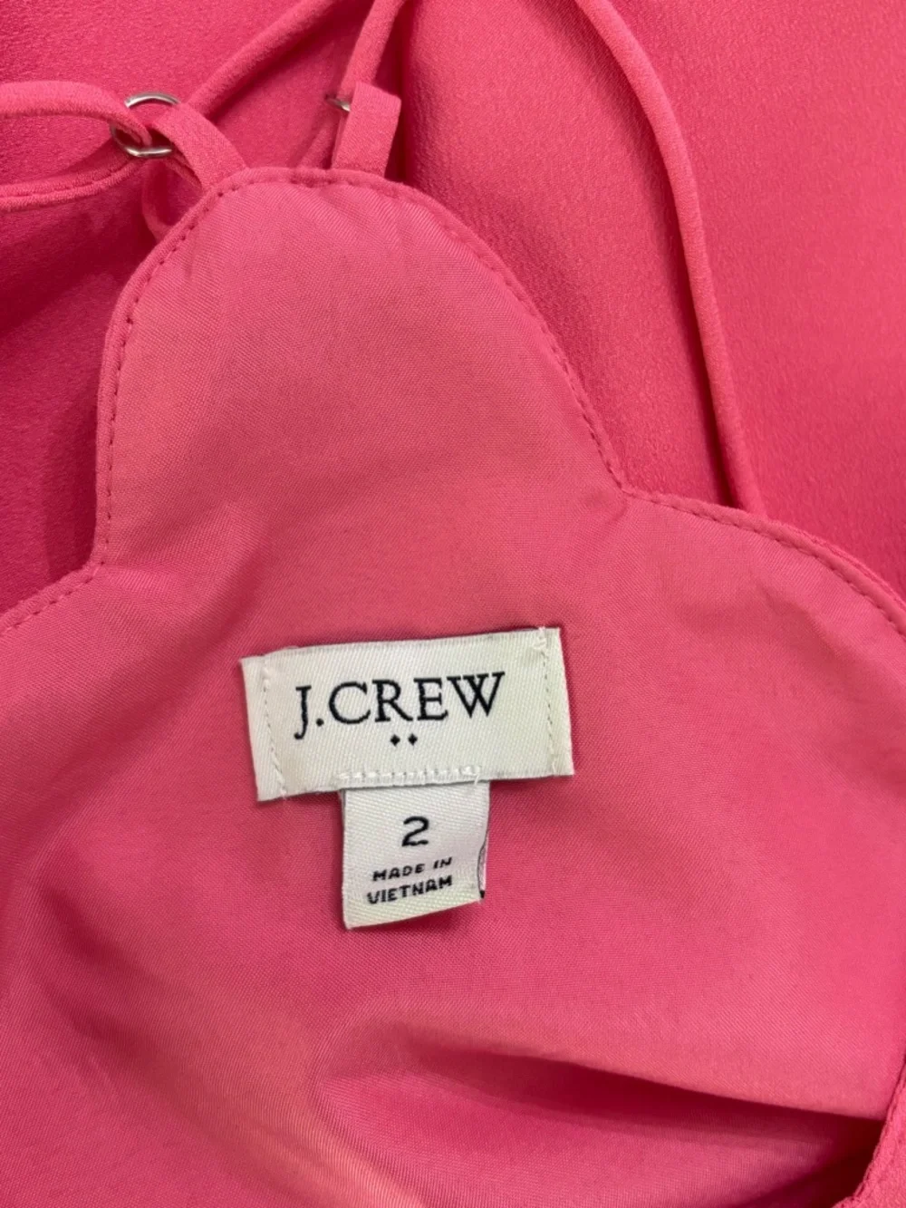 J Crew Bright Pink Scalloped V Neck Crepe Camisole Size 2